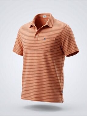johnnie-O Orange Striped Polo with Chest Pocket